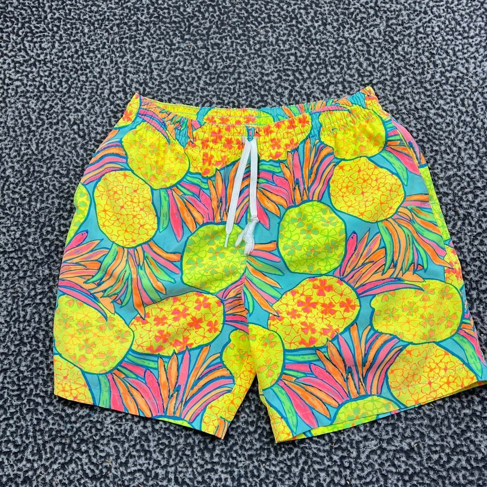 Chubbies Swim Trunks Shorts Men Medium Pineapple Neon Floral M